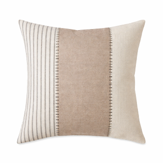 Beige Striped and Colorblock 18" Throw Pillow