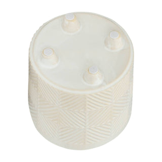 Plant Pot Set of 2 - White Ceramic Textured Footed, 6/8 in.