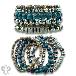 Artsy stone and clay bead bracelet