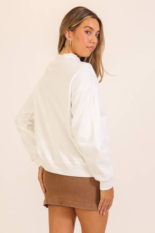 Faith Plaid Patch Mock Neck Sweatshirt