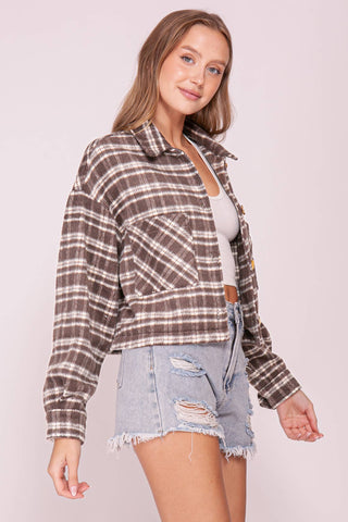 Plaid Button Front Shacket