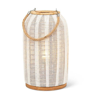 Tall Lantern with Jute Handle-Ivory