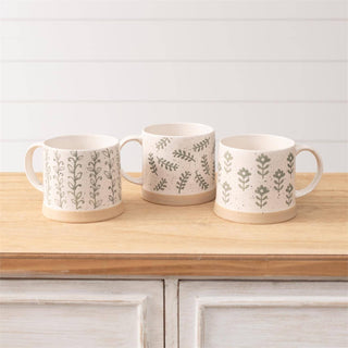 Leafy Green Stoneware Mugs (Pk/06 Ast)