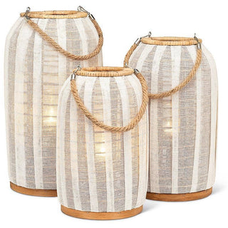 Tall Lantern with Jute Handle-Ivory