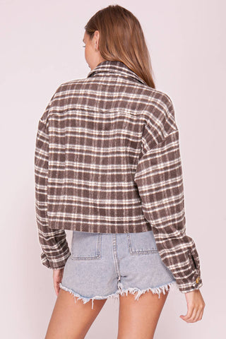 Plaid Button Front Shacket
