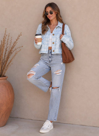 Plaid Button Front Shacket