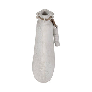 Decorative Vase - White Ceramic Wide Woven with Jute, 16 in.