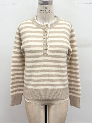 Sweet Stripe Henley Knit Sweater