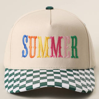 SUMMER Embroidered Checkered Brim Trucker Hat