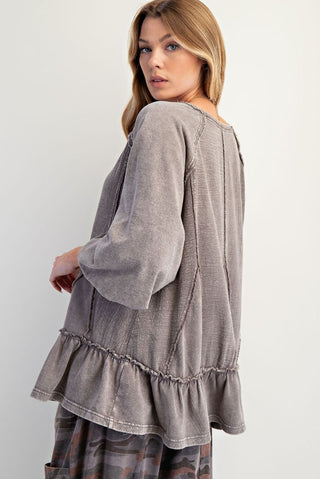 Easel Ash Bubble Sleeve Shirt