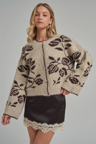 FLORAL BOTANICAL PATTERN INSPIRED  CARDIGAN_JLT00332-01