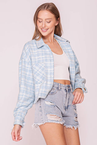 Plaid Button Front Shacket
