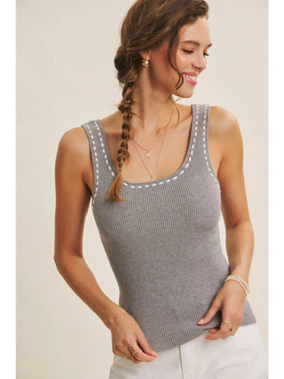 Everyday Soft Contrast Stitch Luxe Sweater Tank