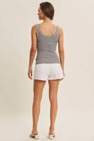 Everyday Soft Contrast Stitch Luxe Sweater Tank