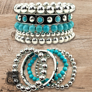 Turq and Silver Bracelet Set