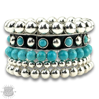 Turq and Silver Bracelet Set